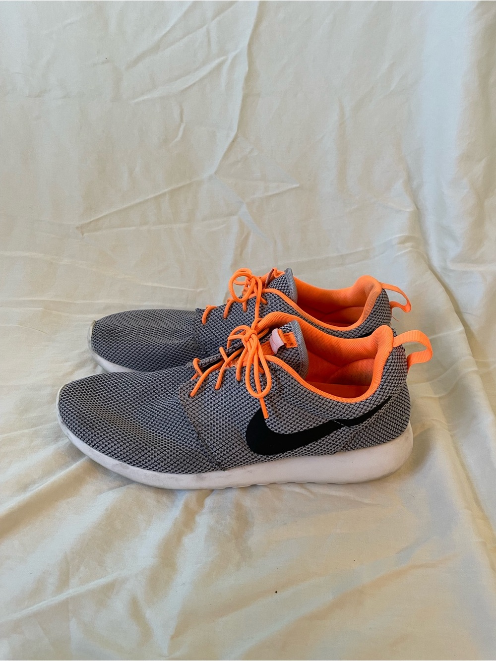 Nike Grey Mesh Sneakers with Bright Orange Trim